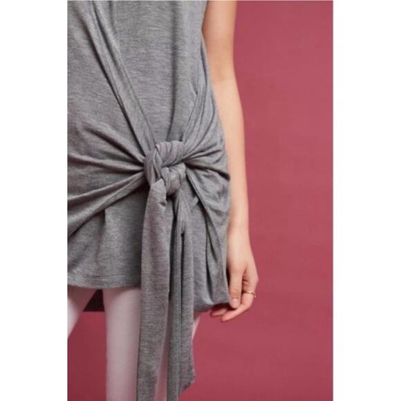 Anthropologie Vanessa Virginia Dayla Tie Top Heather Gray keyhole - Picture 2 of 9